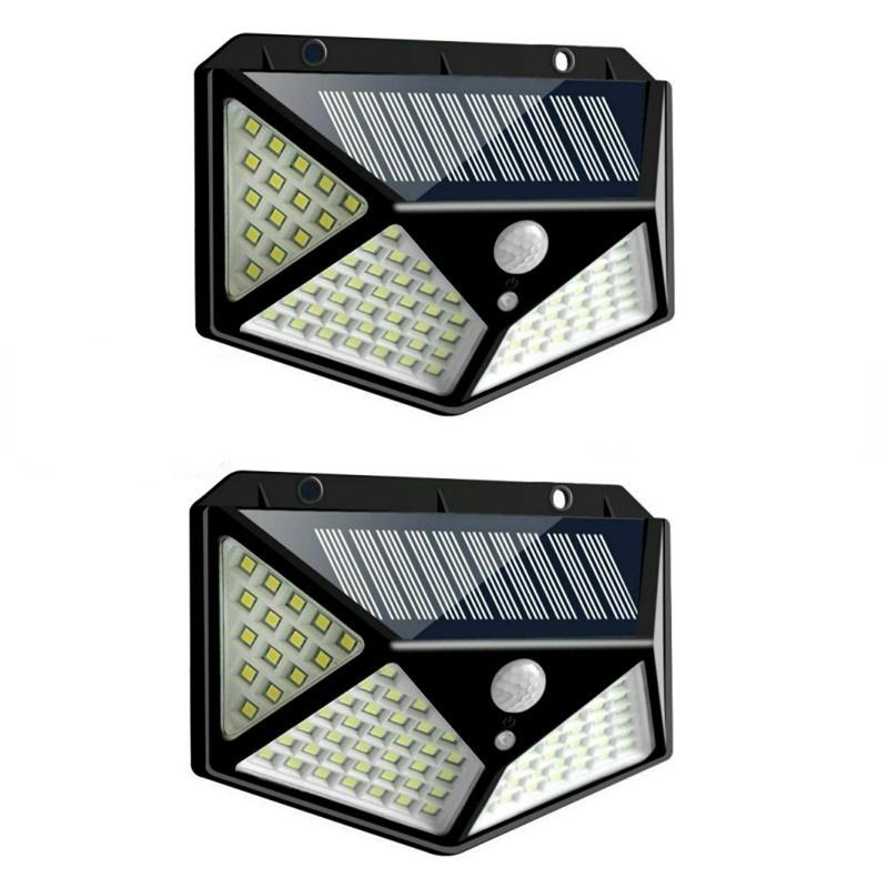 100 Led Solar Lights Outdoor Smart Motion Sensor Weatherproof Solar Powered IP65 Waterproof with Wide Angle Wall Light Garden