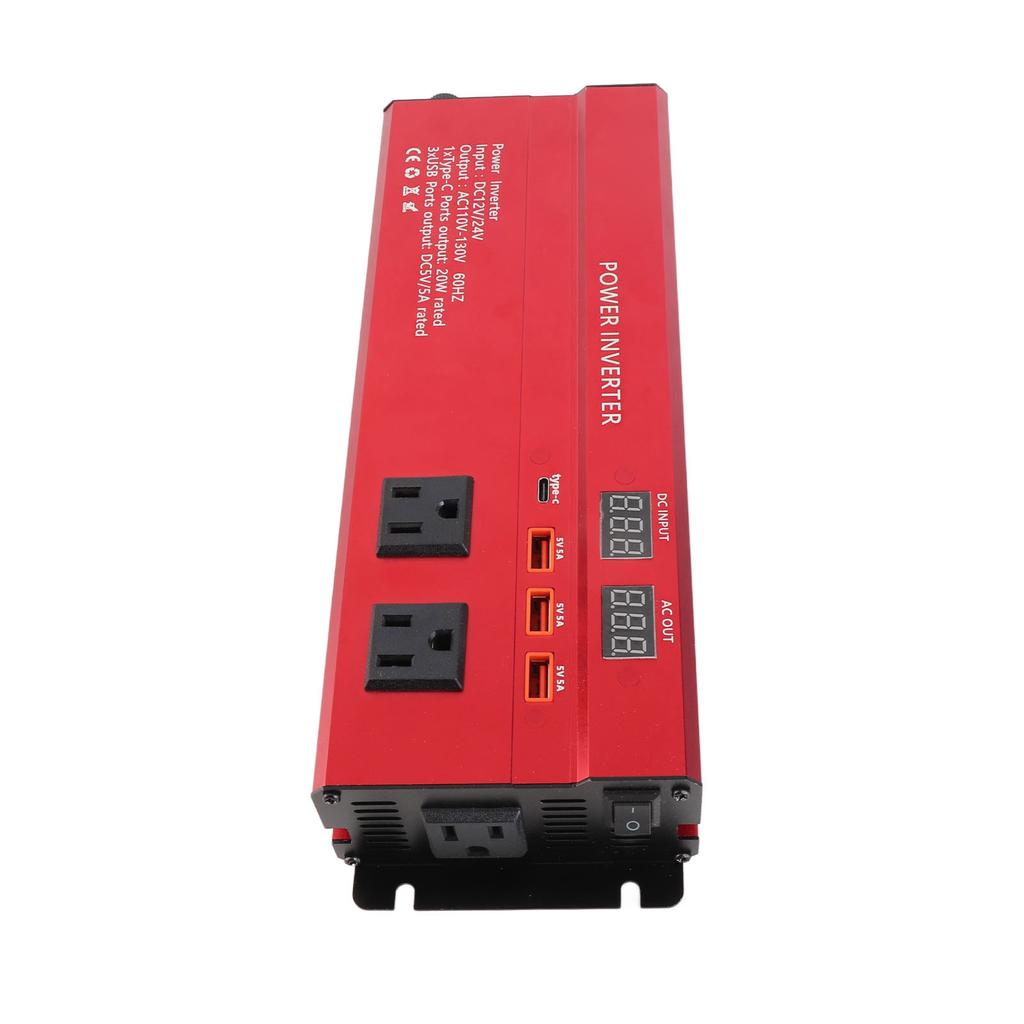 Power Inverter Modified Sine Wave 12V 24V To 60HZ 900W 3 AC Outlets 3 USB Ports 1 Type C Port for Phone Tablet