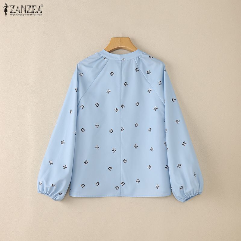 ZANZEA Women Casual Round Neck Floral Print Long Sleeve Blouse