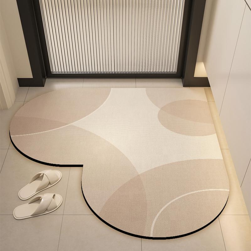 Alfombra de suelo absorbente para baño con forma de corazón de tierra de diatomeas, felpudo de baño, felpudo de entrada, alfombra de secado rápido antideslizante
