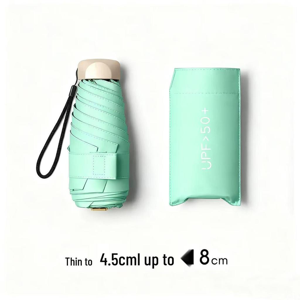 Ultra-Light Five-Fold Umbrella: UV Protection Sunscreen, Anti-Ultraviolet, Rain or Shine, Folding Black Glue Sunshade.