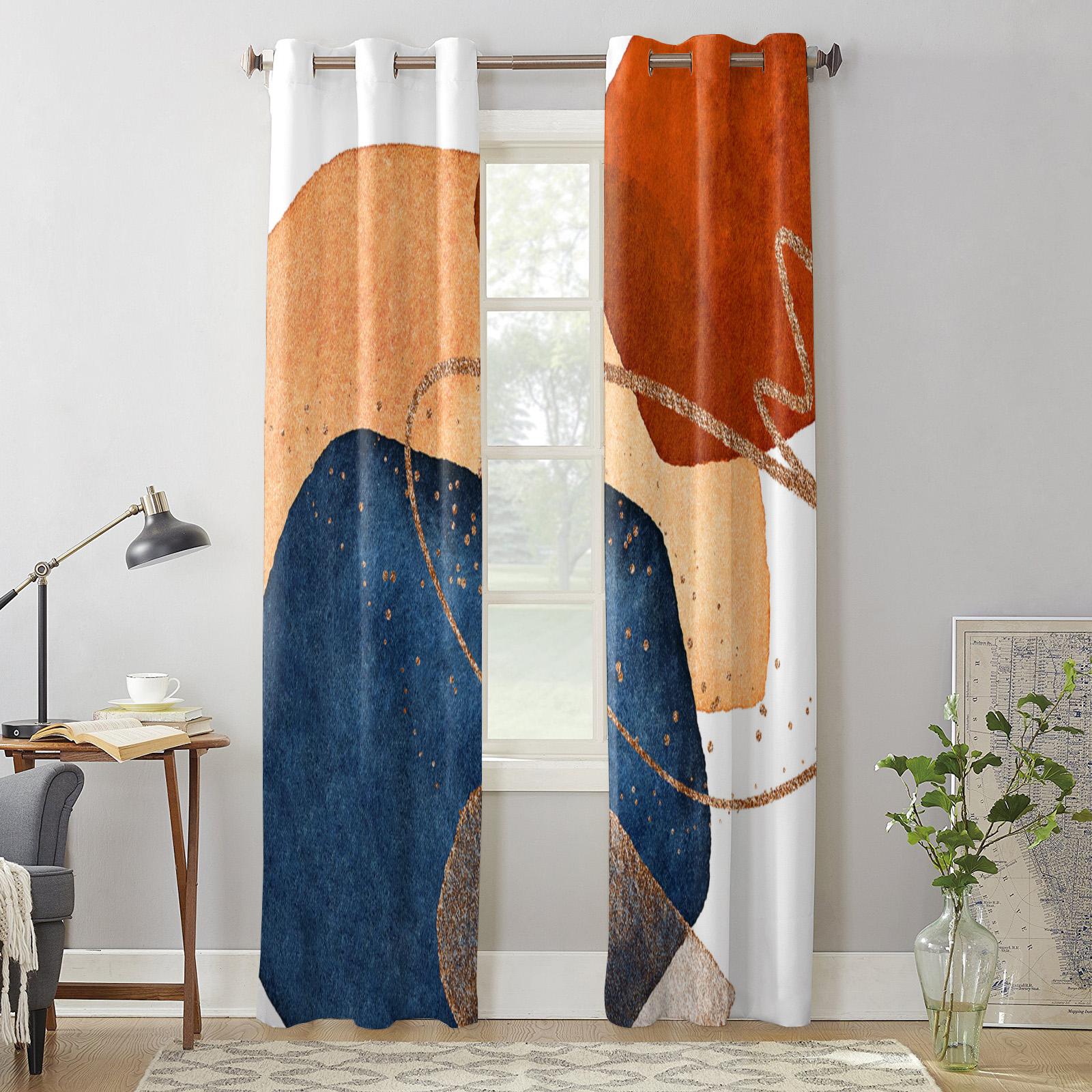 Геометрические абстрактные художественные современные оконные шторы для гостиной — фото 5