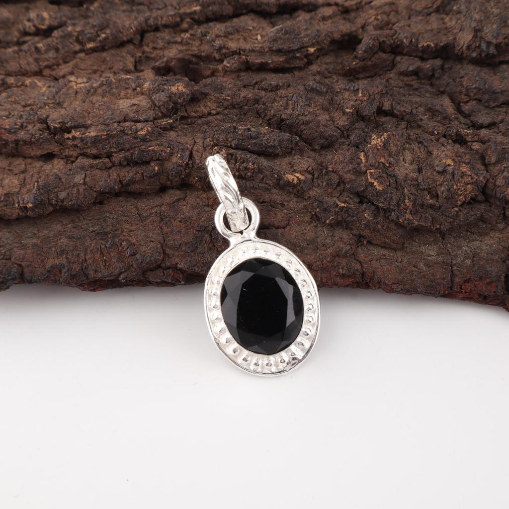 Black Onyx 925 Solid Sterling Silver Pendant, Handmade Gemstone Jewelry Pendant For Memorial Day