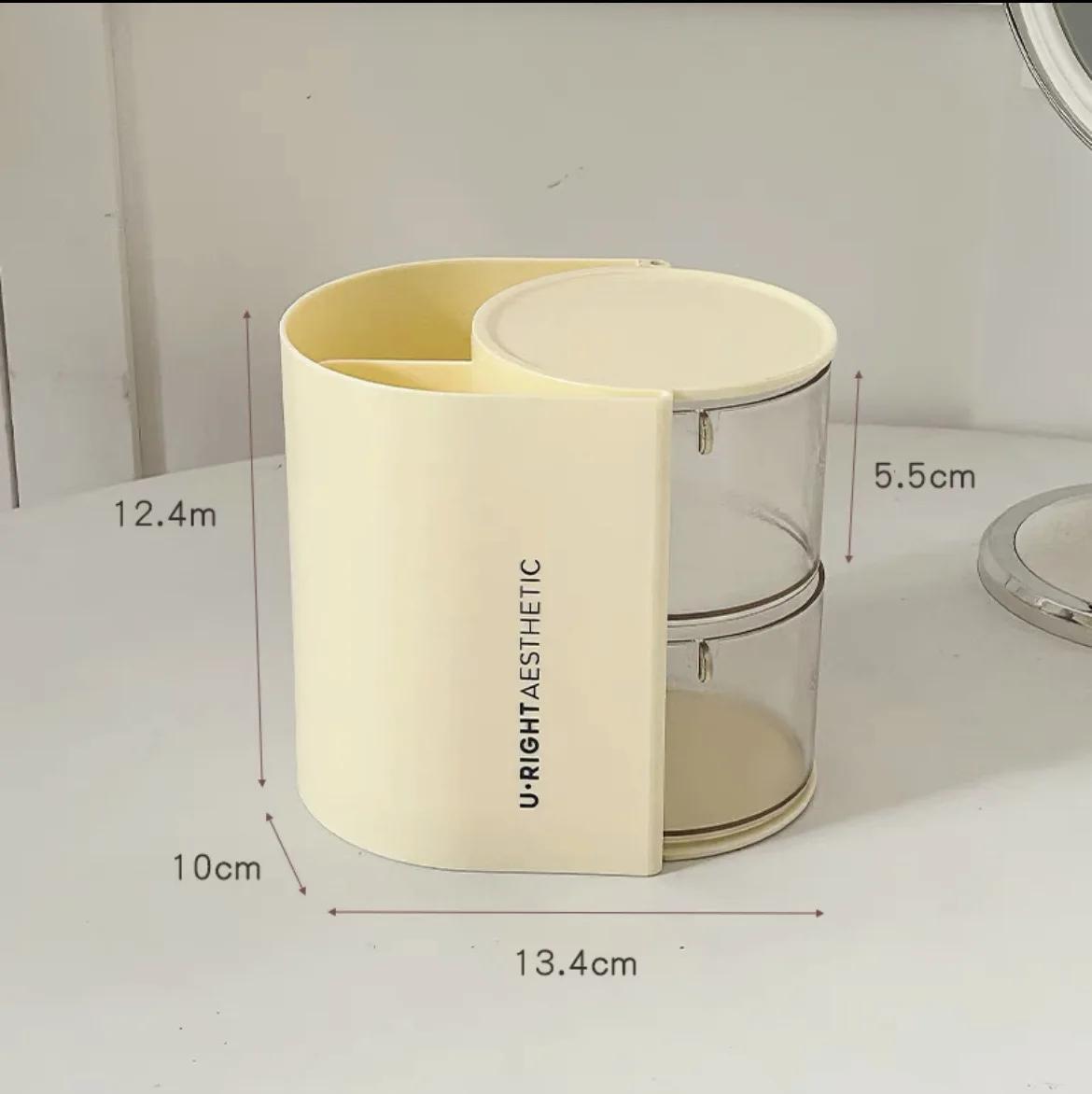 

Makeup Powder Puff Shelf Holder Rotating Cosmetic Storage Box Dustproof Desktop Remover Cotton Brush Storage Rack Organizer