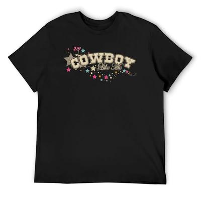 Cowboy Like Me Rose and Cheriff Stars Vintage T-Shirt Cheap Stuff Anime T-shirt Anime Stuff Summer Top Black T Shirts for Men
