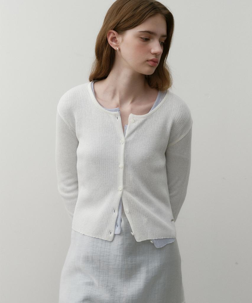 Ostkaka Linen Blended Summer Cardigan Ivory