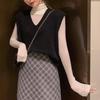 Spring and Autumn Knitted Vest Women's Retro V-neck Solid Color Waistcoat Outer Wear Sleeveless Fashion Sweater