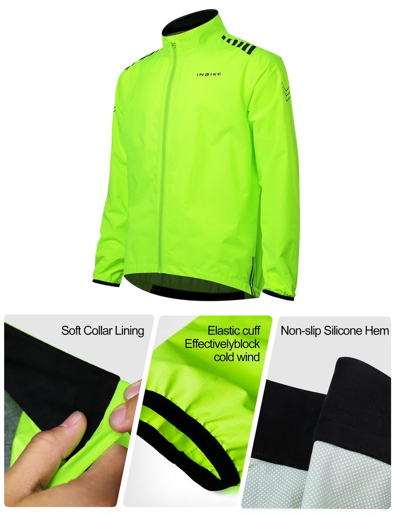 INBIKE Waterproof Cycling Jacket Mens Windproof Reflective Lightweight 10000mmH₂O Waterproof Running  Outdoor Activities