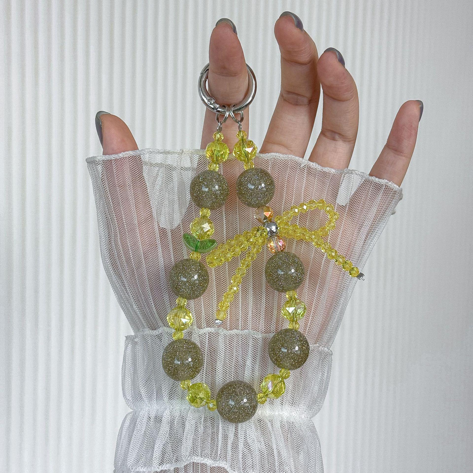 Crystal Beaded Bow Phone Lanyard – Versatile Charm and Keyring Accessory for Women