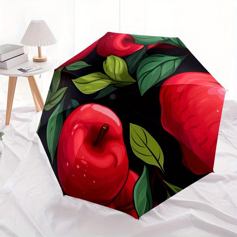 1pc Apple, FruitAutomatic Folding Umbrella, Portable & Foldable Design with 8 Ribs, Casual Outdoor Accessory Yy250804274
