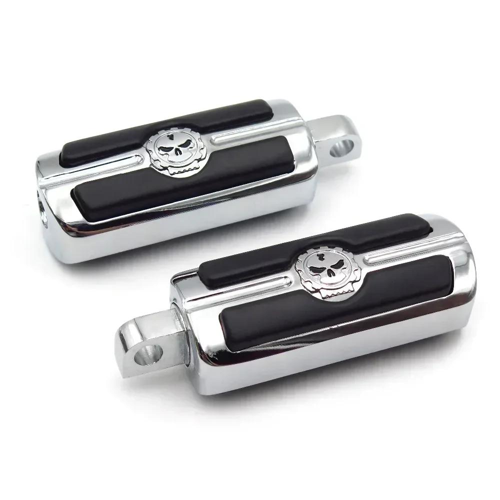 Motorcycle Parts Pair Skull Foot Pegs Rest For Harley-Davidson 1984-2017 Softail Touring Male Peg Mount
