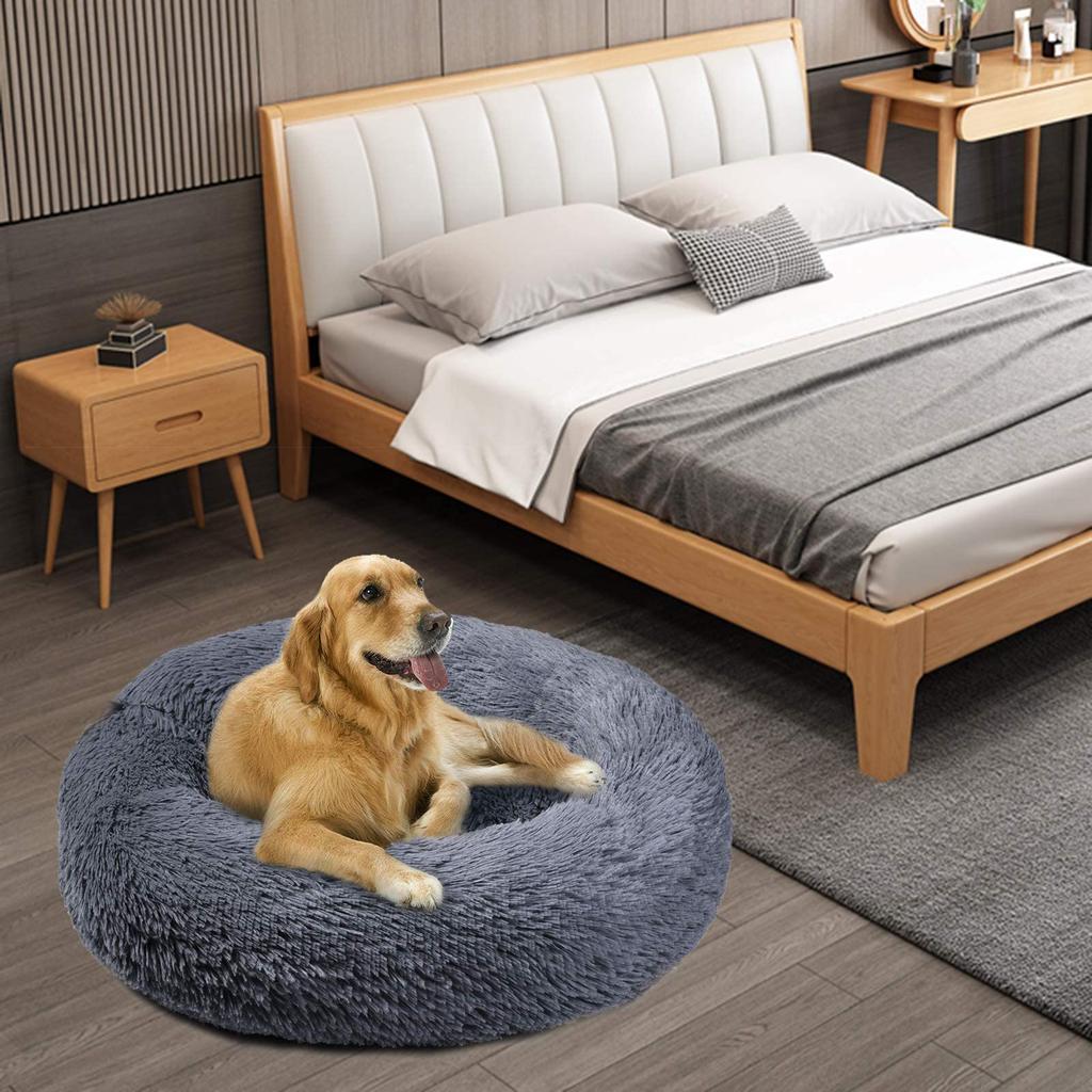 Aurako 76cm Hunde- und Katzen Flauschiges Rundes Kissen Donut Haustierbett für Gesunden Schlaf Geeignet für Katzen und Kleine Kaltes Wetter Geeignet für Welpen und Erhältlich in