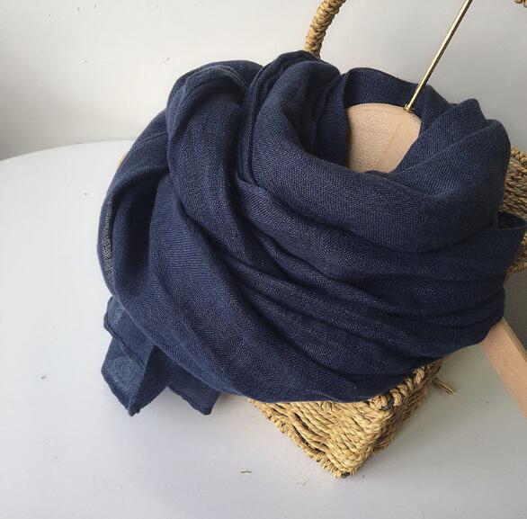 66x240CM Lengthened 100% Linen Scarf Solid Color Ladies Shawl Thin Spring And Autumn Cotton Linen Scarves