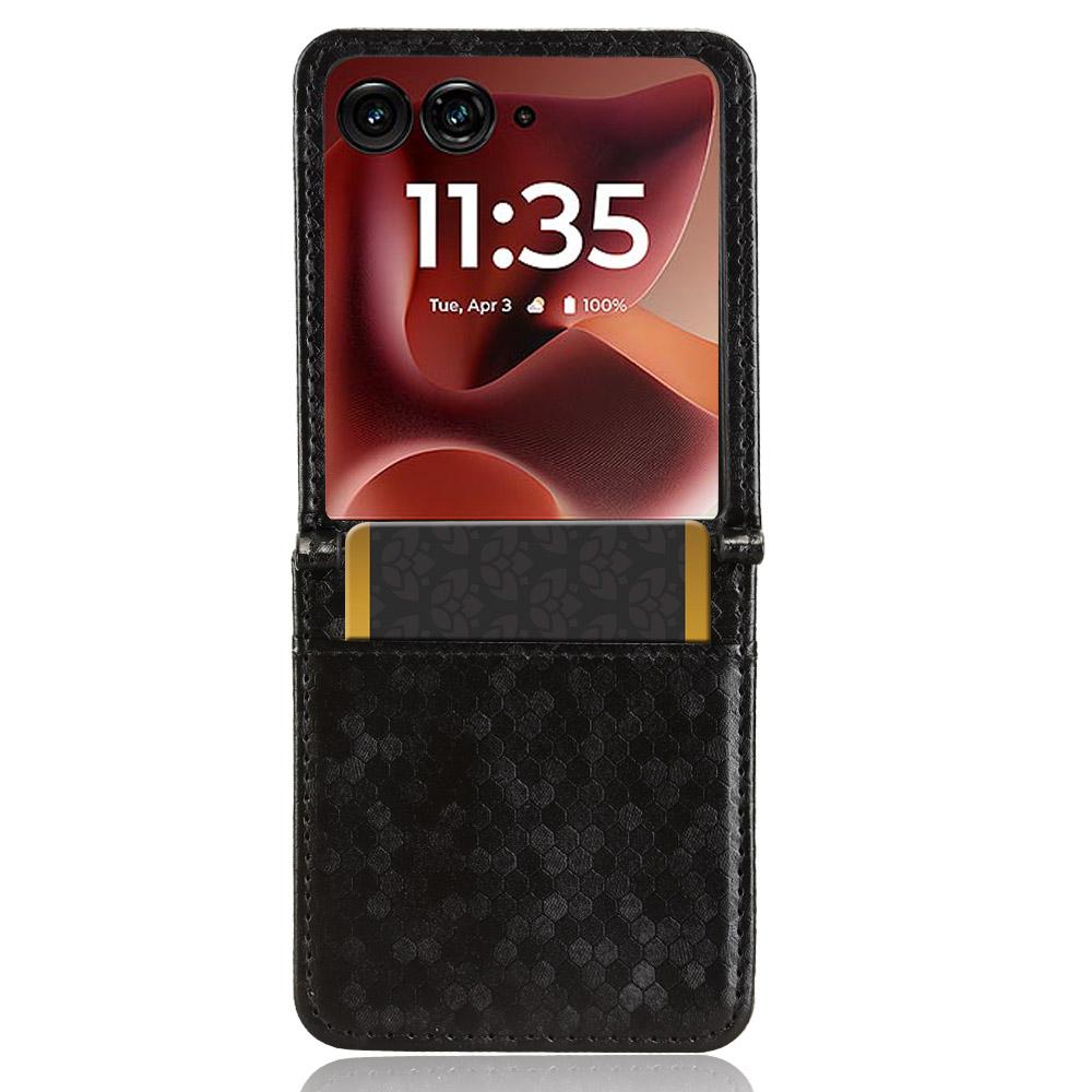Für Motorola Razr 60 Ultra 5G Hülle mit Kartenfach Punktmuster Prägung PC+PU Leder Handyhülle