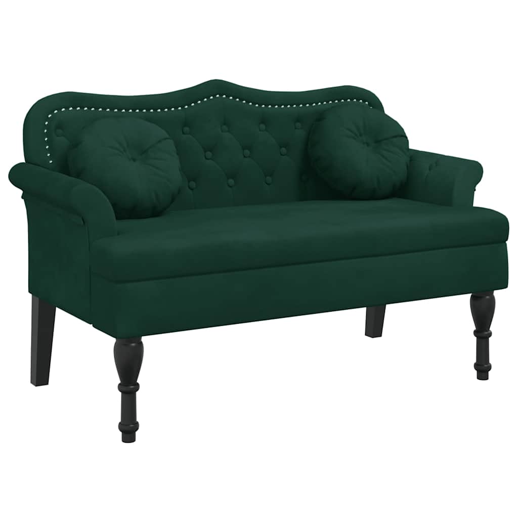 Bench with Cushions Dark Green 120.5 x 65 x 75 cm Velvet