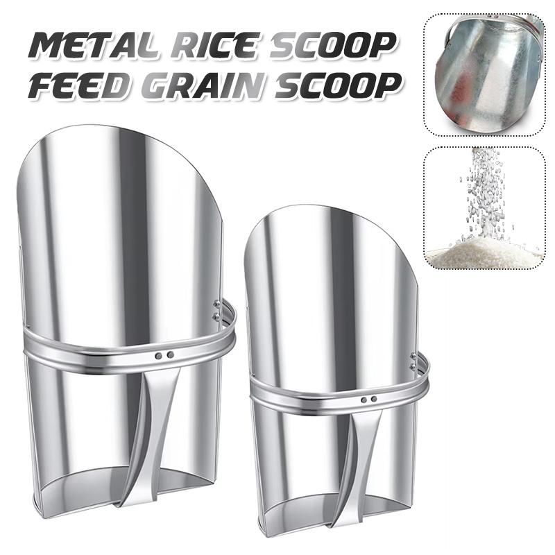 Pala Riso Grande Capacità in Metallo Pala Mangime Cereali Multifunzionale Manico Ergonomico Liscio Cucina Supermercato Fattorie