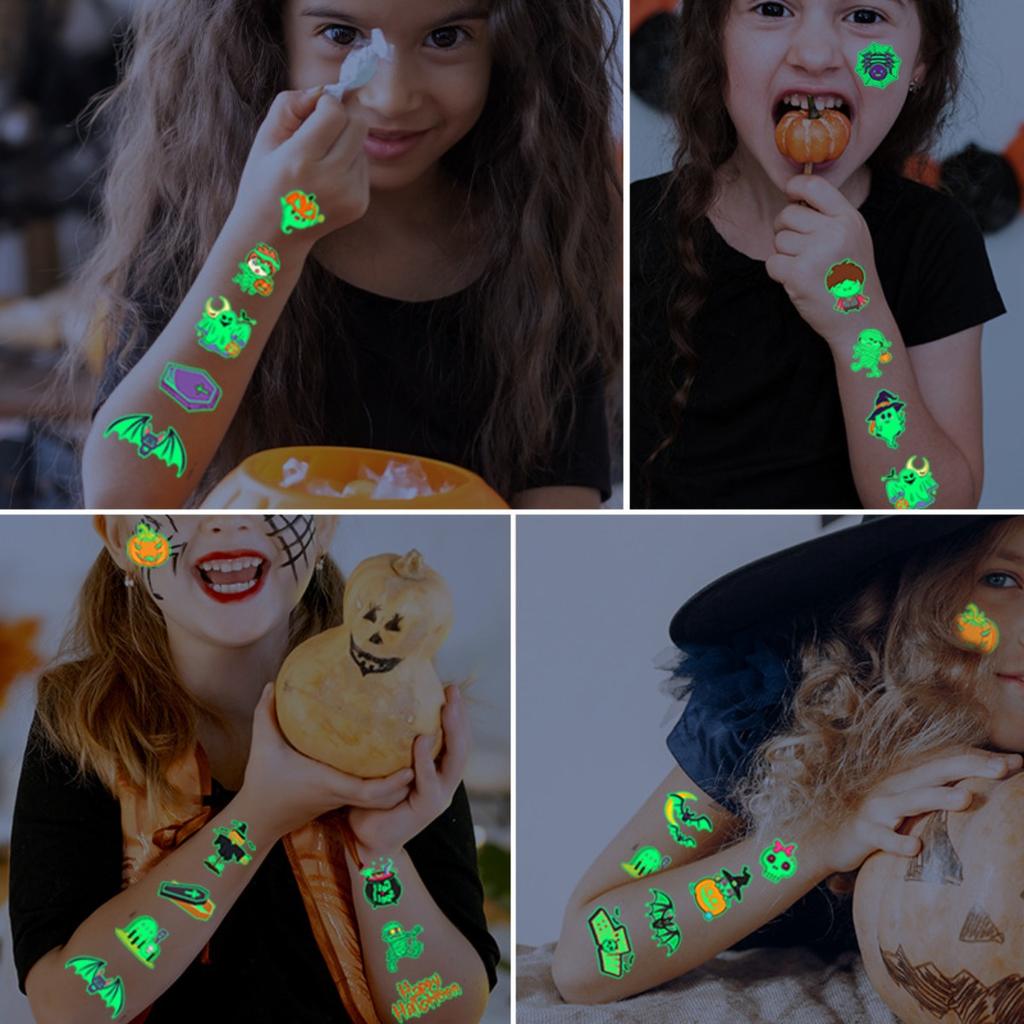 10pcs Halloween Night Light Tattoo Stickers for Kids