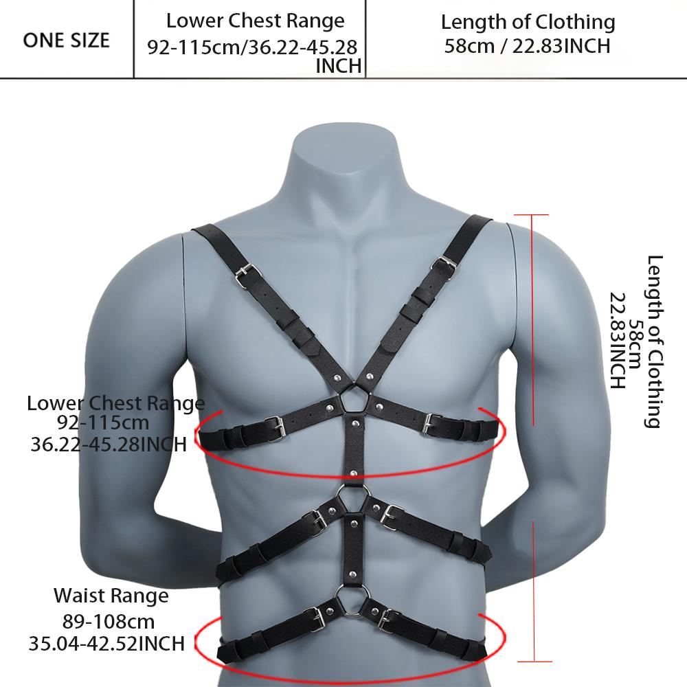 Male Pu Leather Lingerie Sexual Chest Harness Belt Men Adjustable Rave Gay Clothing  Fetish Full Body Harness Belt Strap