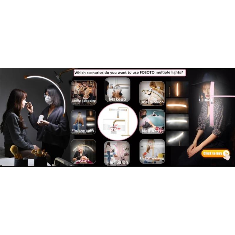 FOSOTO LED Half-Moon Desktop Ring Light Overseas Warehouse Fast Shipping For Beauty Salon: Nail Art, Tattoo, Eyelash & Video