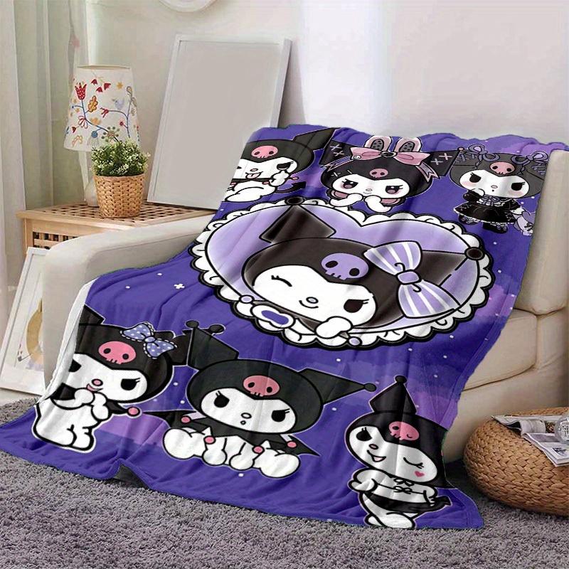 1pc Sanrio Cute Kuromi Home Decor Blanket: Perfect Gift for Bedroom, Living Room, Travel, Camping, Car, Beach, Office Naps, Cozy Flannel Throw for Sof