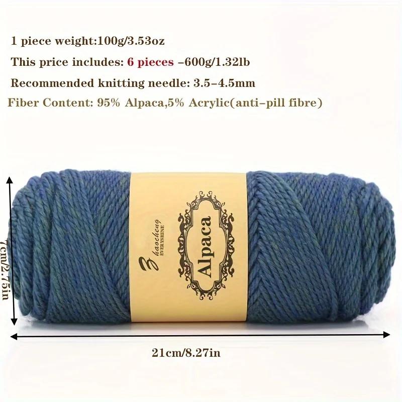 6 Pcs Premium Soft & Durable Alpaca Blend Yarn Worsted Weight, Perfect for Knitting Sweaters Assorted Colors