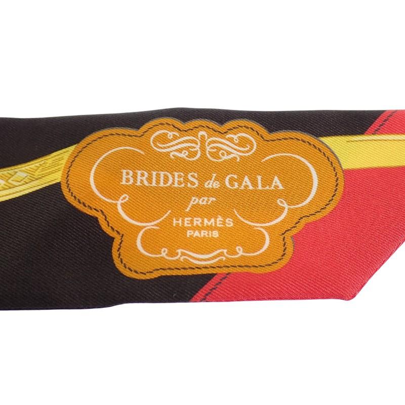 HERMES  063940S 12  Scarf Black/yellow Silk Women