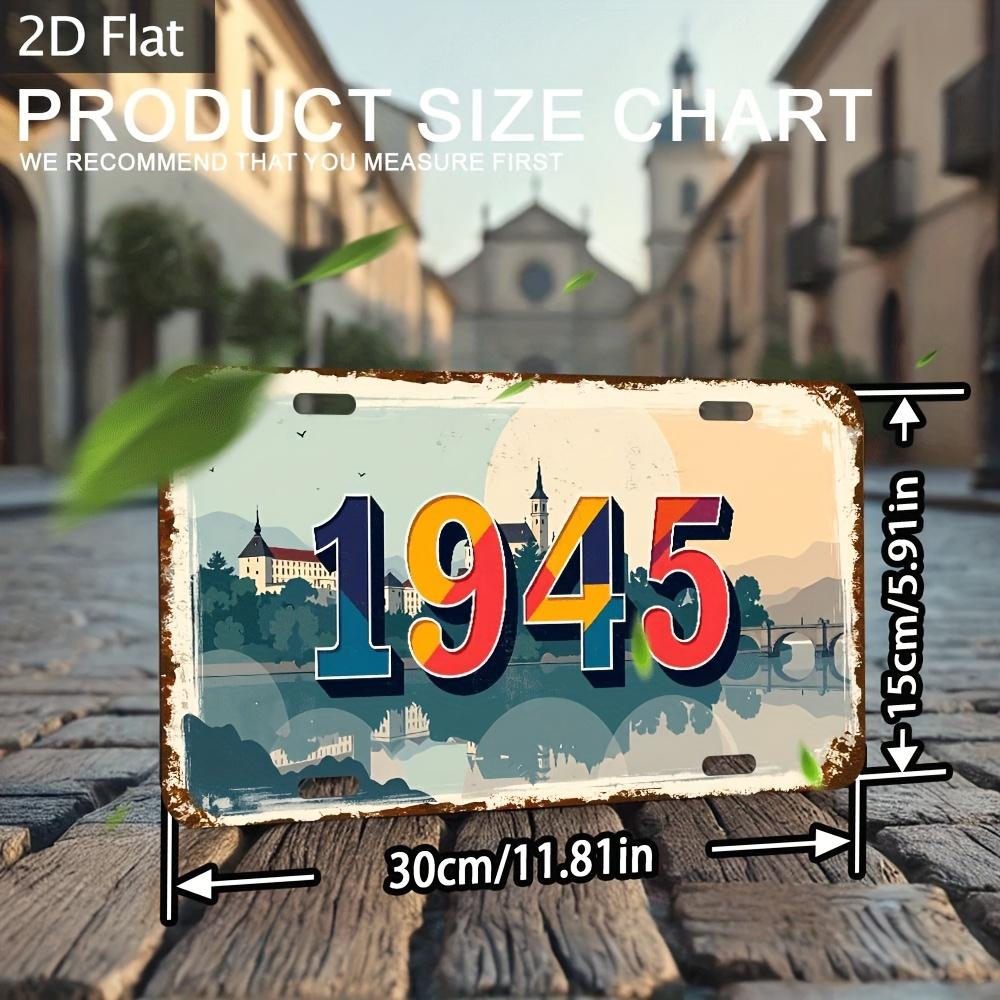 

Vintage Colorful Gradient Number D Flat Printing Retro License Plate Style Metal Tin Sign European Townscape Themed Decor 15x30cm(5.9x7.8inch)