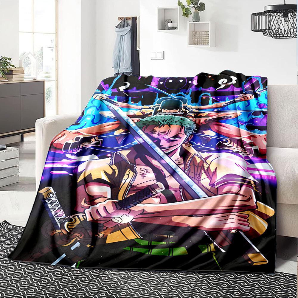 Zoro'S Epic Swordsmanship Flannel Blanket Super Soft Warm Cozy Blanket For Sofa Bed Office Travel Allseason Home Decor Gift