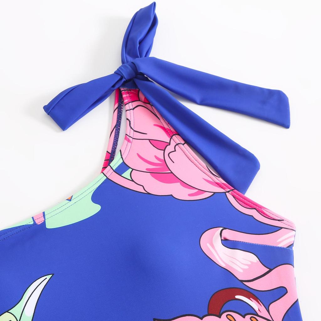 Chiffon Langrock Set: Europäischer & Amerikanischer Einteiler-Badeanzug mit bedrucktem Oberteil, Bikini-Bademode