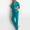Unisex Hospital Workwear Long Sleeves Stretch Scrub Nurse Uniform V-neck With Pocket