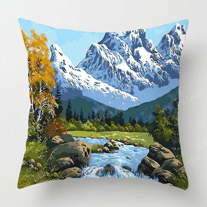 Home Living Room Decoration Cushion Covers Vintage Oil Painting Style Throw Pillow Cover4545 Pillowcase 40x40cm 50x50 45x45