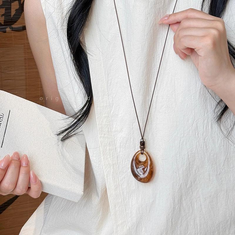 Bohemian Ceramic Necklace: Vintage Ethnic Long Sweater Chain & Zen Choker