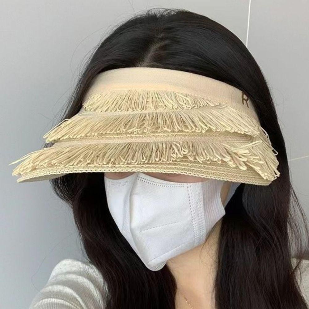 Empty Top Empty Top Sun Hat Designer Sunshade Cap Wide Brim Tassel Straw Hats  Pamama