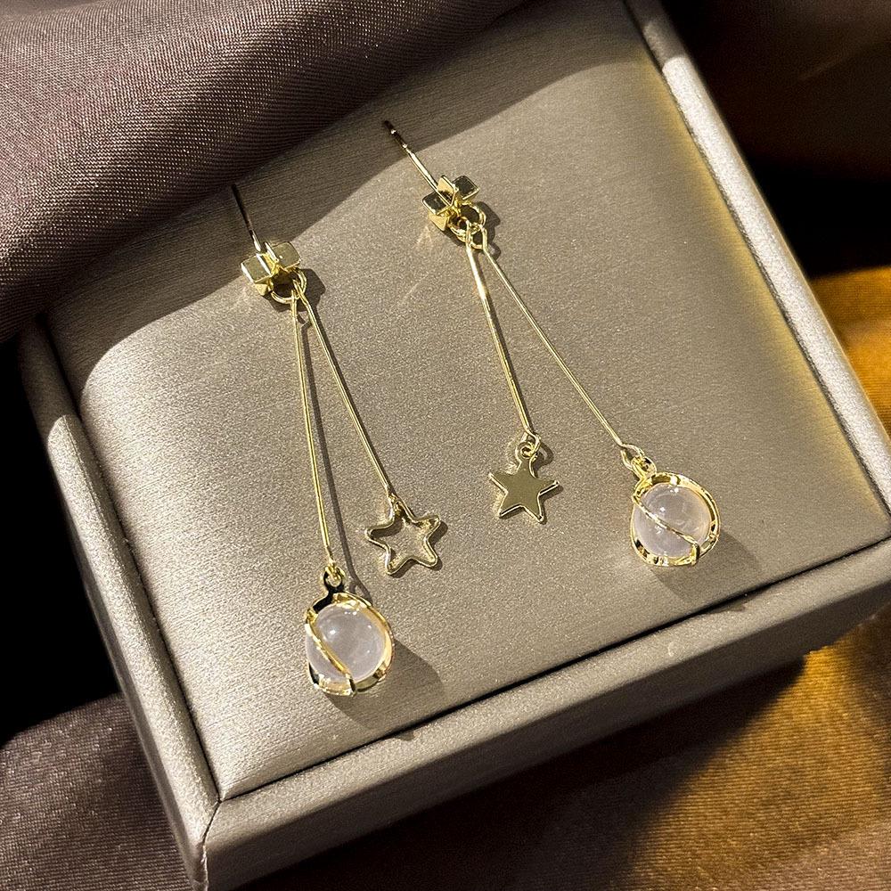 Cercei cu Flori din Piatră Ochi de Pisică Acul de Argint - Accesoriu de Modă Elegant, Versatil pentru Femei