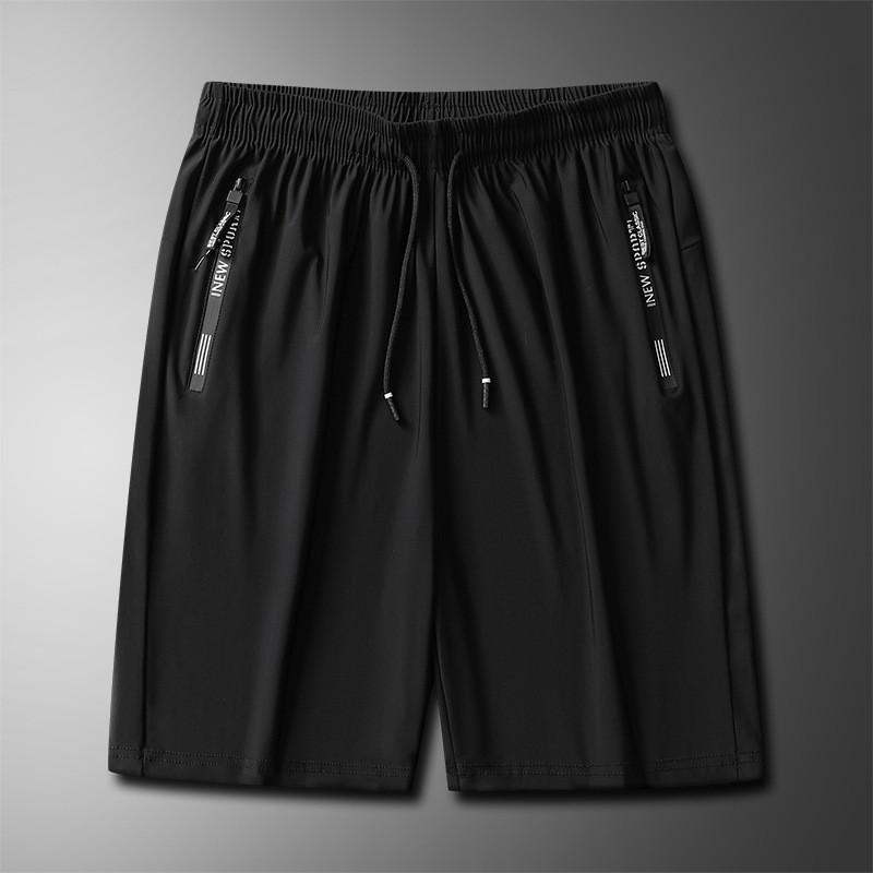 Men's Summer Ice Silk Quick-Dry Elastic Fitness Shorts - Loose, Casual, and Plus Size Available