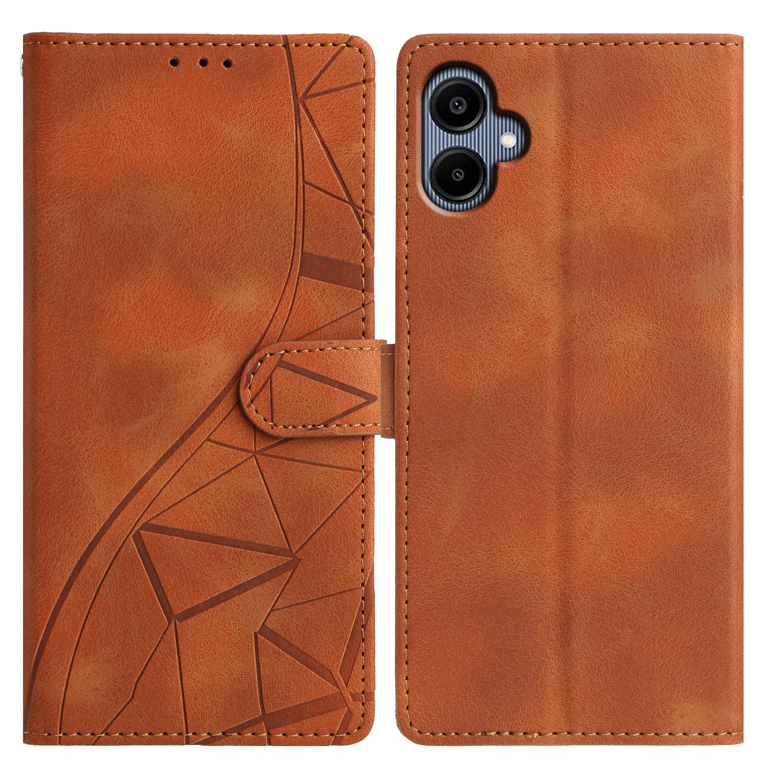 

For Samsung Galaxy A06 4G Case Wallet Stand Imprinted Triangle Pattern Leather Phone Flip Cover D