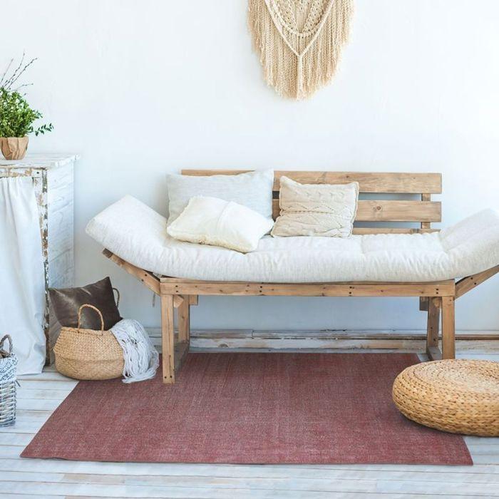 Handcrafted Vintage Rug with Aged Effect, Red, 120x170 Cm