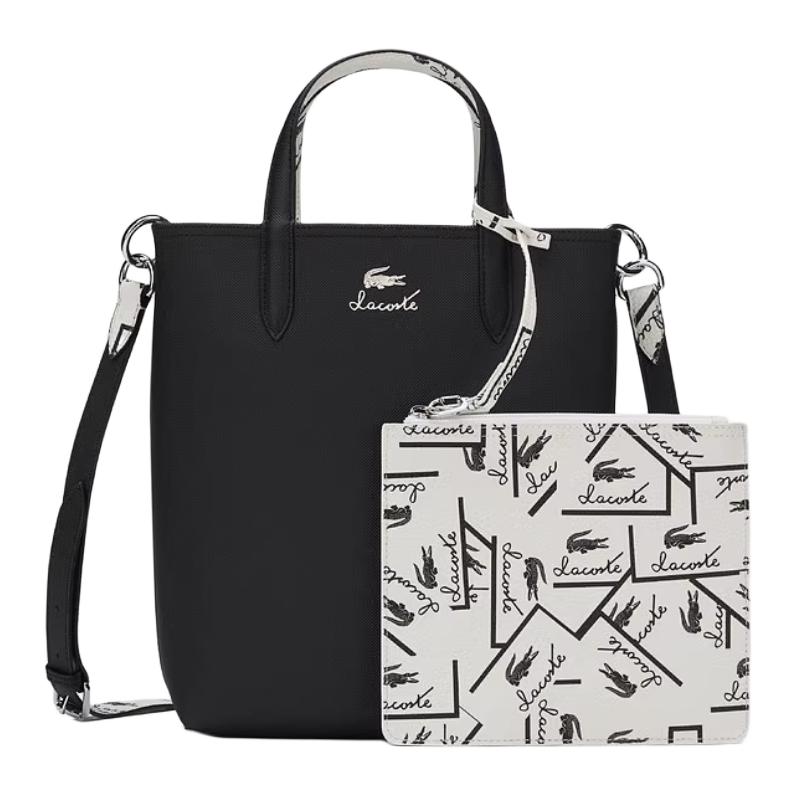 

Lacoste Fashion Reversible Color Block Open Tote Bag Women tote Black Off-White NF4791AS-N91 Black & Ecru,Medium