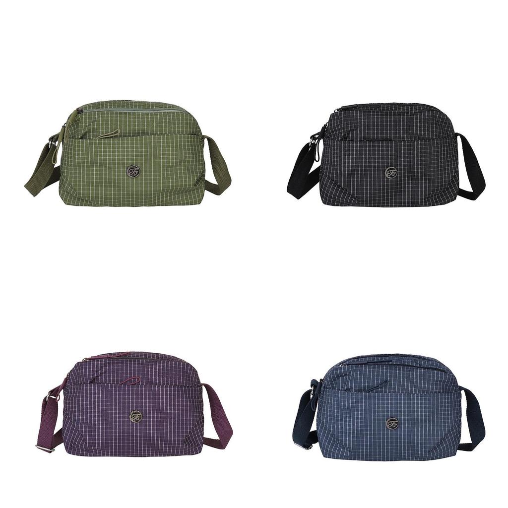 Korean Style Nylon Crossbody Bag With Grid Pattern For Casual Daily Use