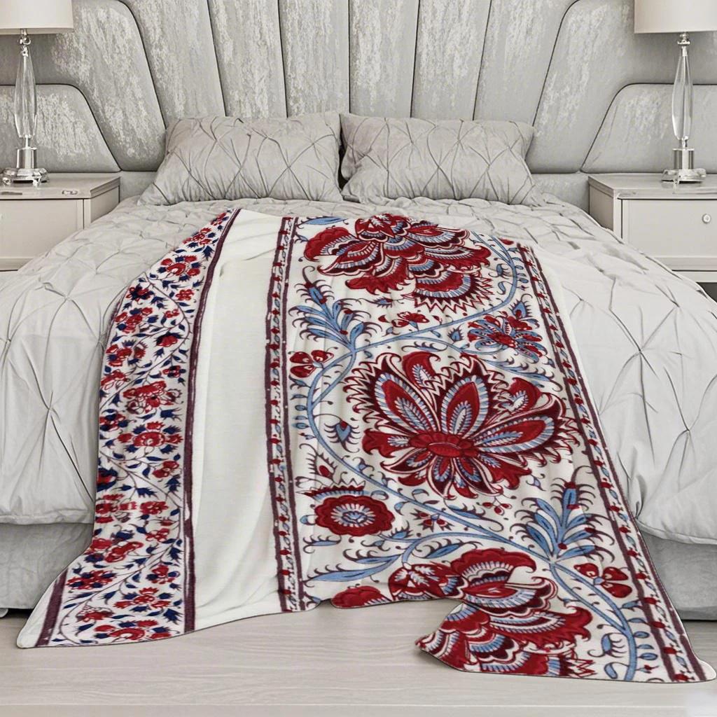 Floral Pattern Blanket Microfiber Flannel Cover Blanket Bedroom Living Room Sofa Soft And Comfortable Home Decoration