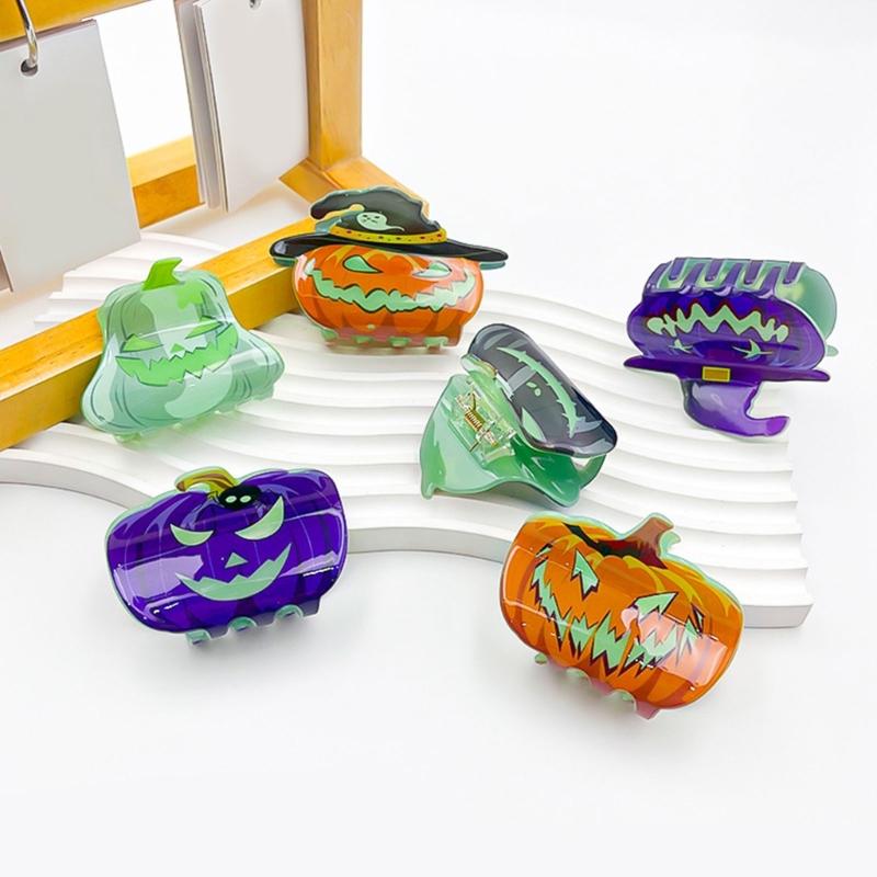 Pinza per Capelli Artiglio per Capelli Zucca Ornamento Grande Presa Barretta di Halloween