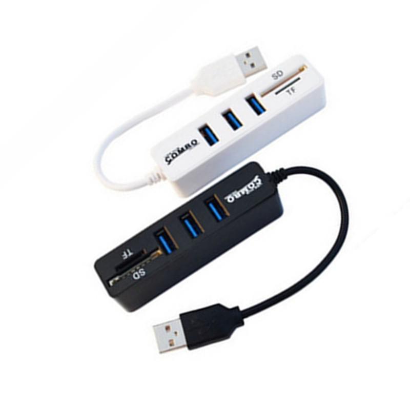 Power Strip with 3 USB Ports, 2.0 Hub, Cable Hub, and All-in-One TF/SD Card Reader Splitter