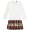Polo Color Block Plaid Long Sleeve Polo Dress Kids Dresses White CWPODRSG3D20940-100