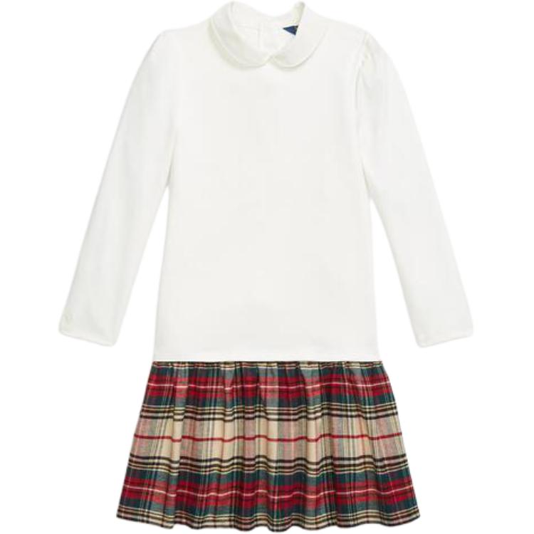 

Polo Ralph Lauren Платье-поло с длинным рукавом в клетку Color Block Детские платья Белый CWPODRSG3D20940-100 L