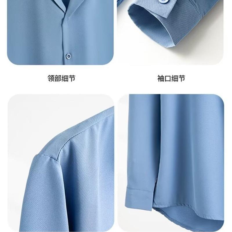 Men's long-sleeved shirt solid color shirt men's slim fit large size shirt jacket
