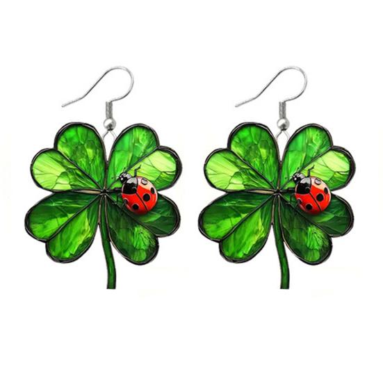 

1 Pair Four Leaf Clover Earrings for Women Small Green Clover Ladybug Earrings Anniversary Birthday Valentine s Day Engagements Jewelry Gifts зелений
