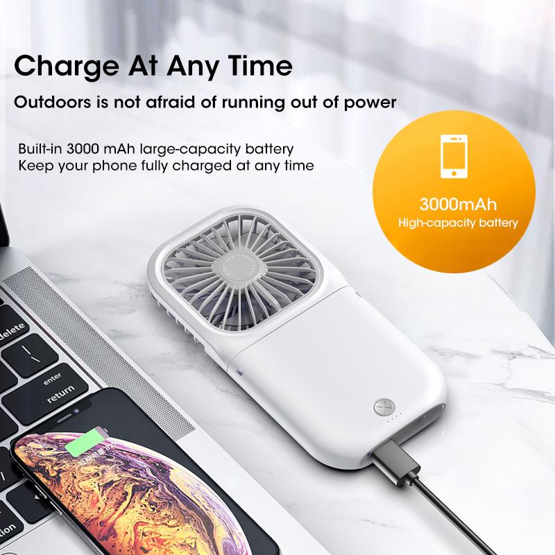 3000mAh mini přenosný ventilátor USB dobíjecí chladič Skládací ruční stolní ventilátor Tichá skládací kancelářská domácí praktická powerbanka