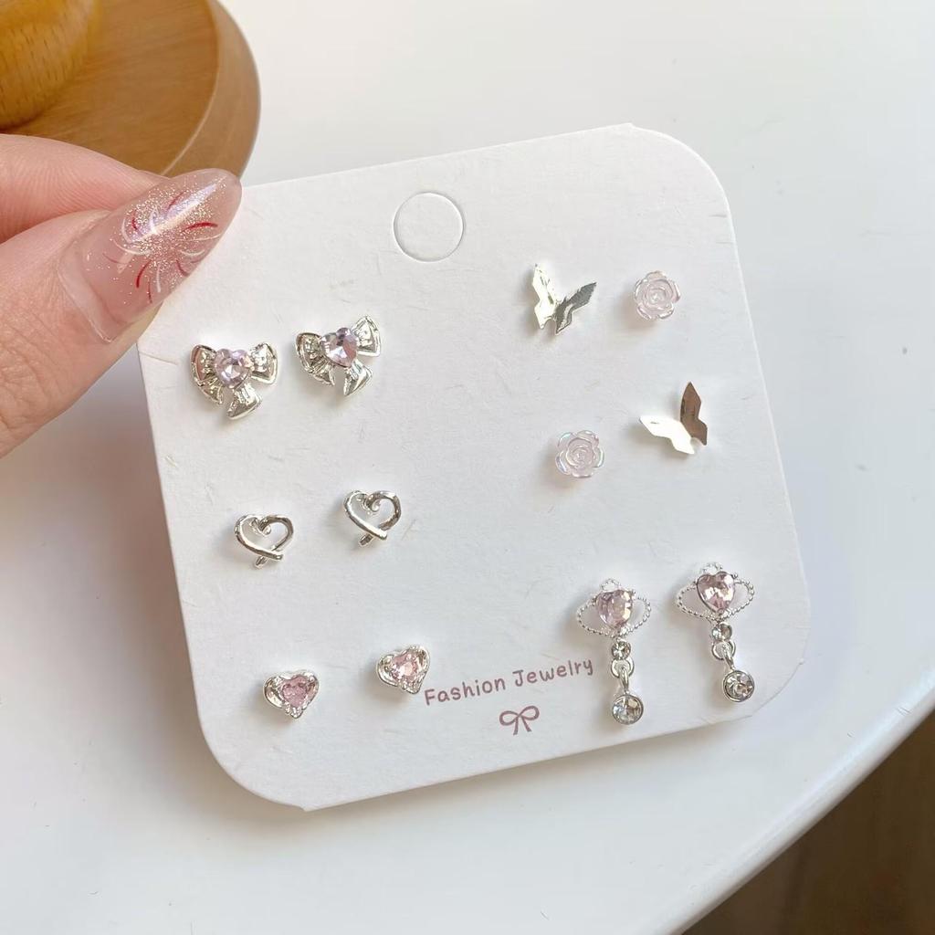 Silver Needle Aurora Pink Diamond Earrings: A Unique Set of One-Week Personality and Temperament Pendant Earrings.