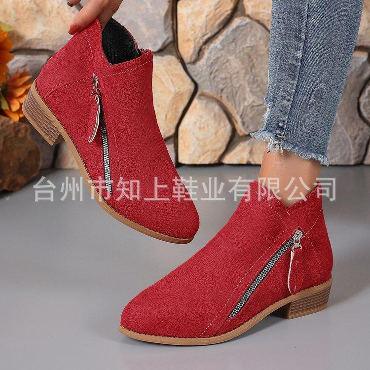 Large size women's shoes autumn and winter new women's boots suede European and American style women's short boots