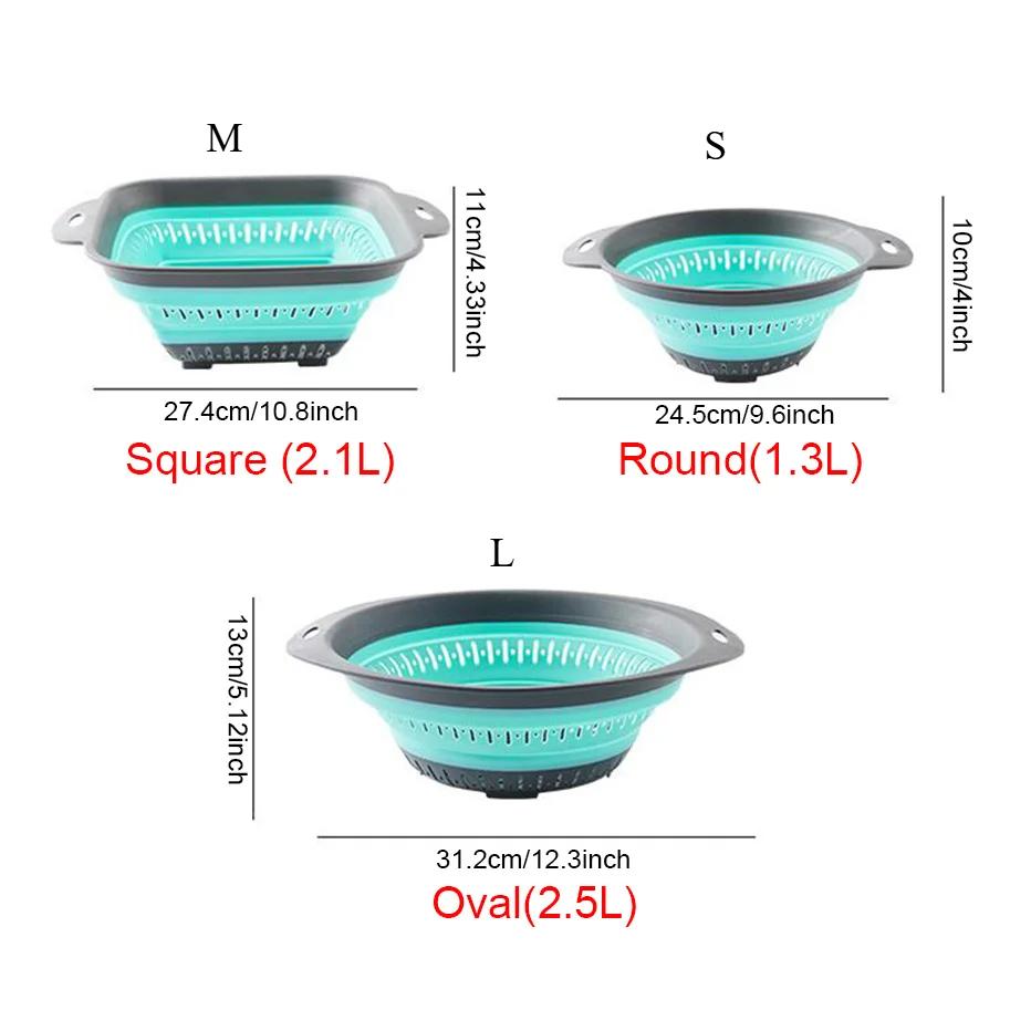 JOYBLISS Collapsible Silicone Kitchen Storage Basket Multi-use Fruit Vegetable Drainer Foldable Kitchen Bar Draining Colander Organzier